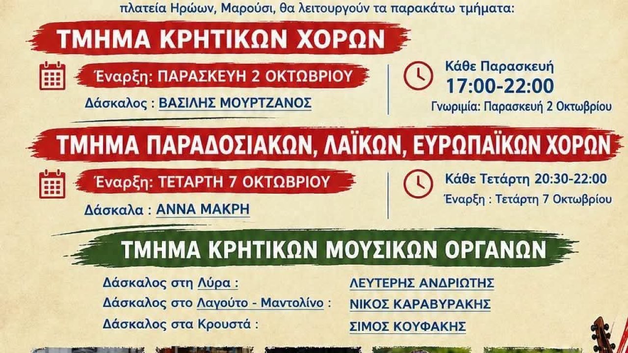 Ένωση Κρητών Αμαρουσίου-Έναρξη χορευτικής περιόδου