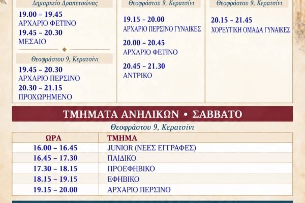 Ένωση Κρητών Κερατσινίου-μαθήματα χορου και μουσικών οργάνων