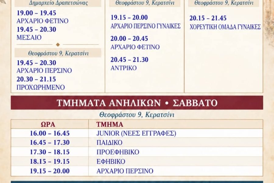 Ένωση Κρητών Κερατσινίου-μαθήματα χορου και μουσικών οργάνων