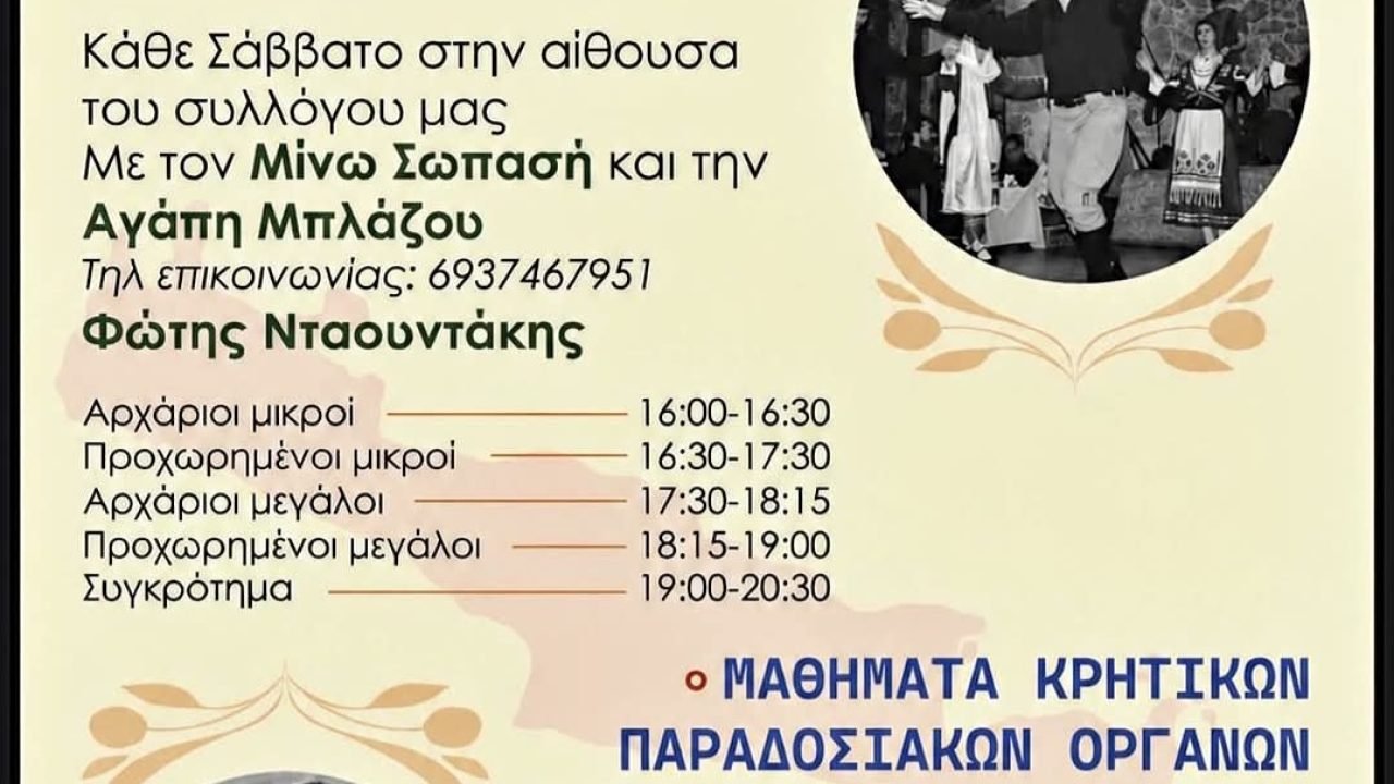 Σύλλογος Κρητών Ζωγράφου-ξεκινήσανε τα μαθήματα
